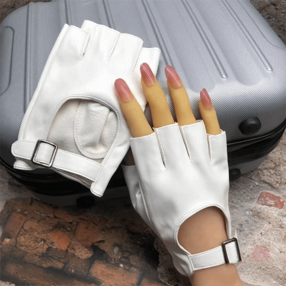 Gardening Glove Waterproof - 新しいファッション防水指なし手袋ショートスタイルスクエアバックル PU レザー手袋パンクデザインサイクリング手袋ダンス