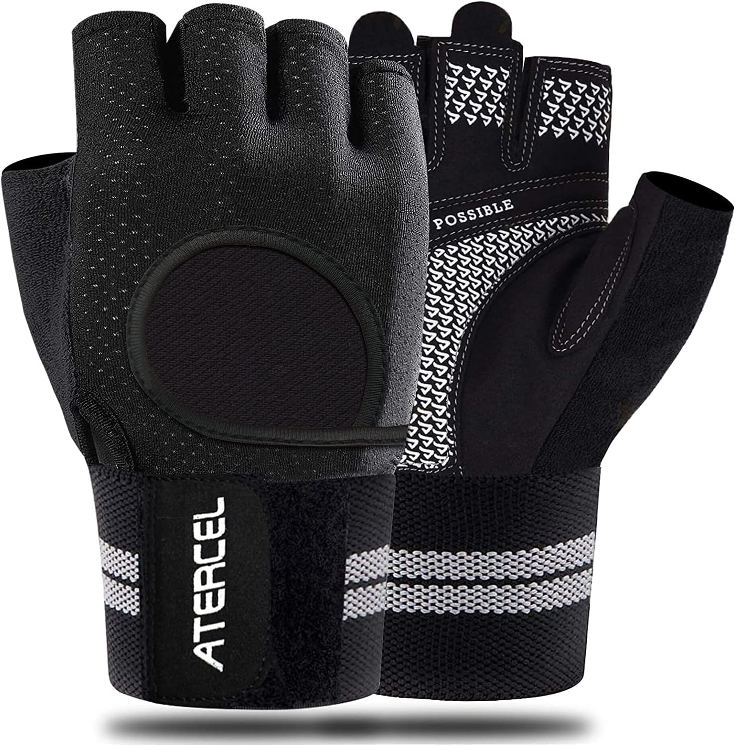 Workout Glove Gym - ATERCEL ウェイトリフティンググローブ 通気性のあるワークアウトグローブ 手首サポート付き ジム、エクササイズ、懸垂用 超軽量