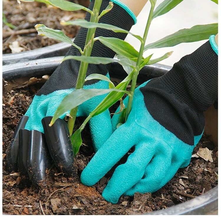 Gardening Glove Waterproof - ガーデンジーニークローグローブ、防水ラテックスコーティングされた園芸用手袋、掘削、植え付け、除草用、通気性のある庭仕事用手袋