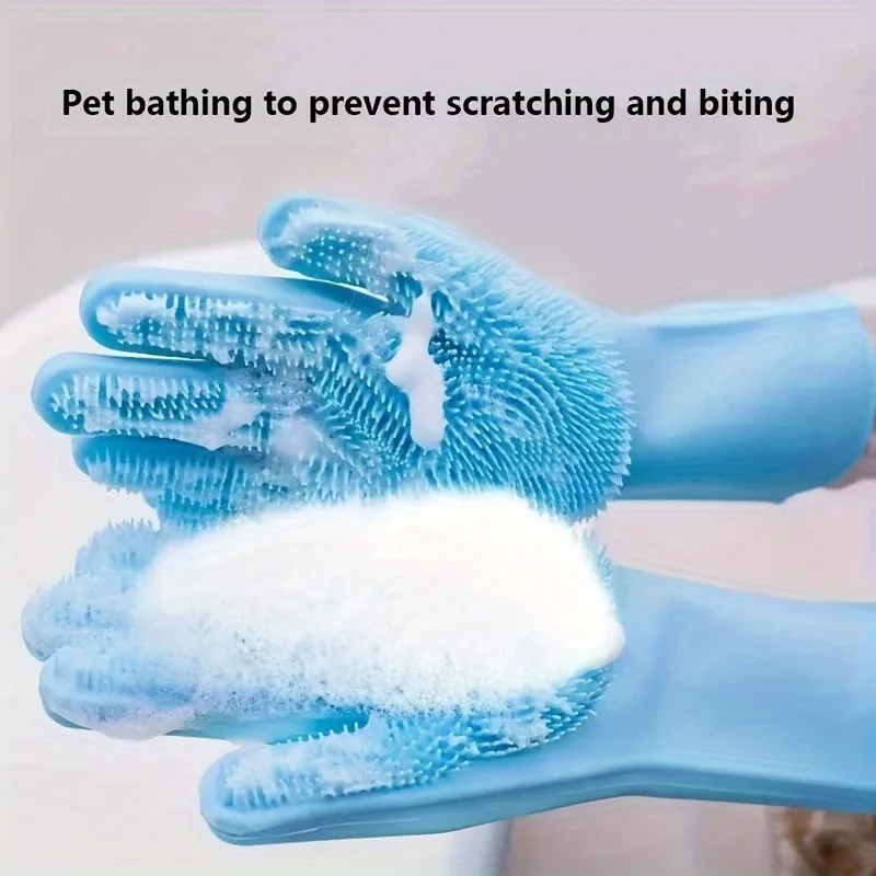 Rubber Glove Cleaning - 多機能シリコンペットグルーミンググローブ 抜け毛除去ブラシ 犬猫用バススクラバー 洗浄用品