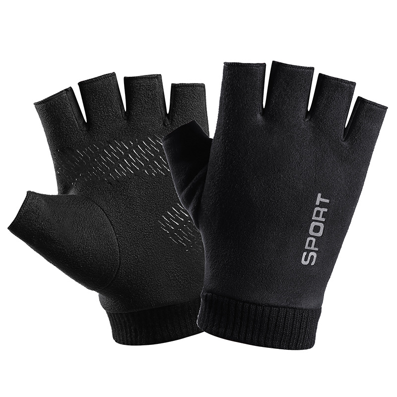 Leather Driving Glove - メンズスエードレザーぬいぐるみ,厚手のハーフフィンガータッチスクリーン,ウォームドライビンググローブ,スポーツレター,サイクリング,ミトン,p10,冬用