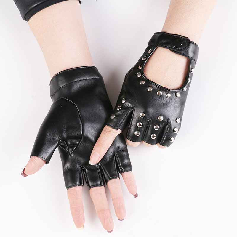 1 ペアゴシックスタイルパンクショート PU レザー手袋女性 - Leather Driving Glove のレビューと価格
