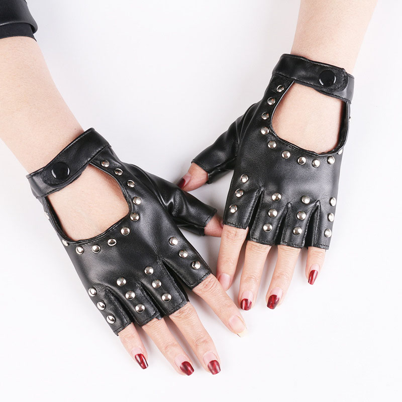 1 ペアゴシックスタイルパンクショート PU レザー手袋女性 - Leather Driving Glove のレビューと価格