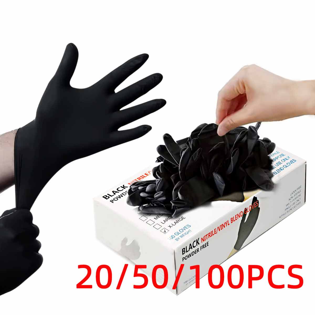 20/50/100 個黒ビニール手袋食品グレード手袋使い捨て - Rubber Glove Cleaning のレビューと価格