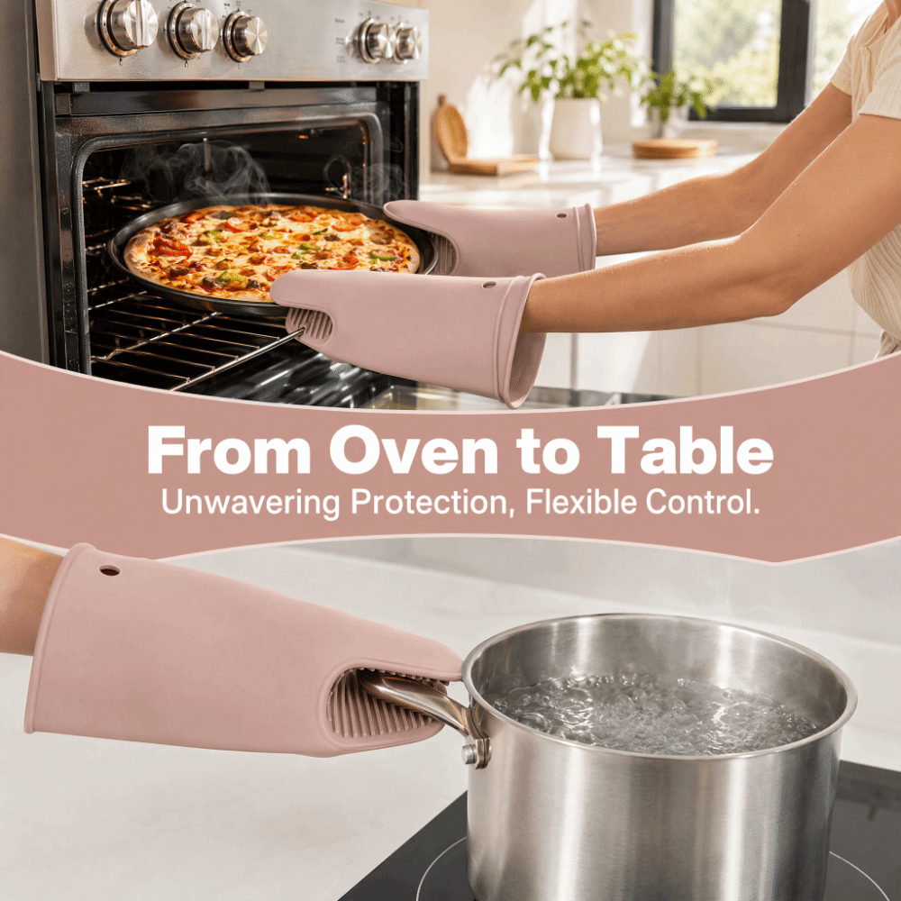 2個入り シリコン製耐熱グローブ 延長デザイン 滑り止め加工 - Oven Mitt Silicone のレビューと価格