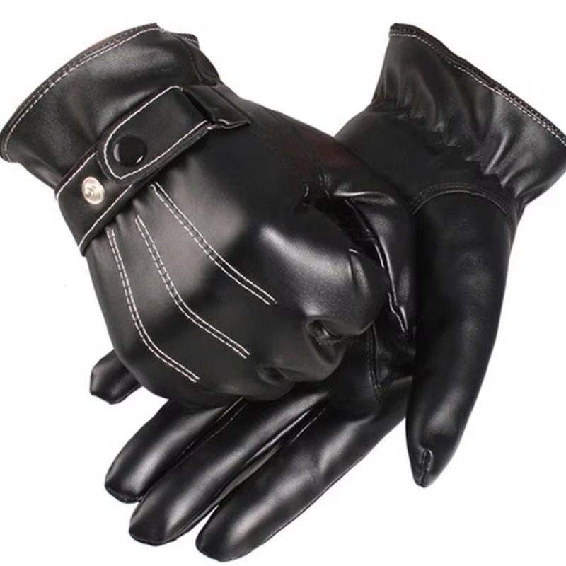 メンズ冬革手袋豪華な裏地付きフルハンドタッチスクリーン PU - Leather Driving Glove のレビューと価格