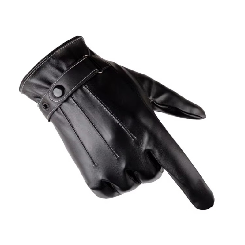 メンズ冬革手袋豪華な裏地付きフルハンドタッチスクリーン PU - Leather Driving Glove のレビューと価格