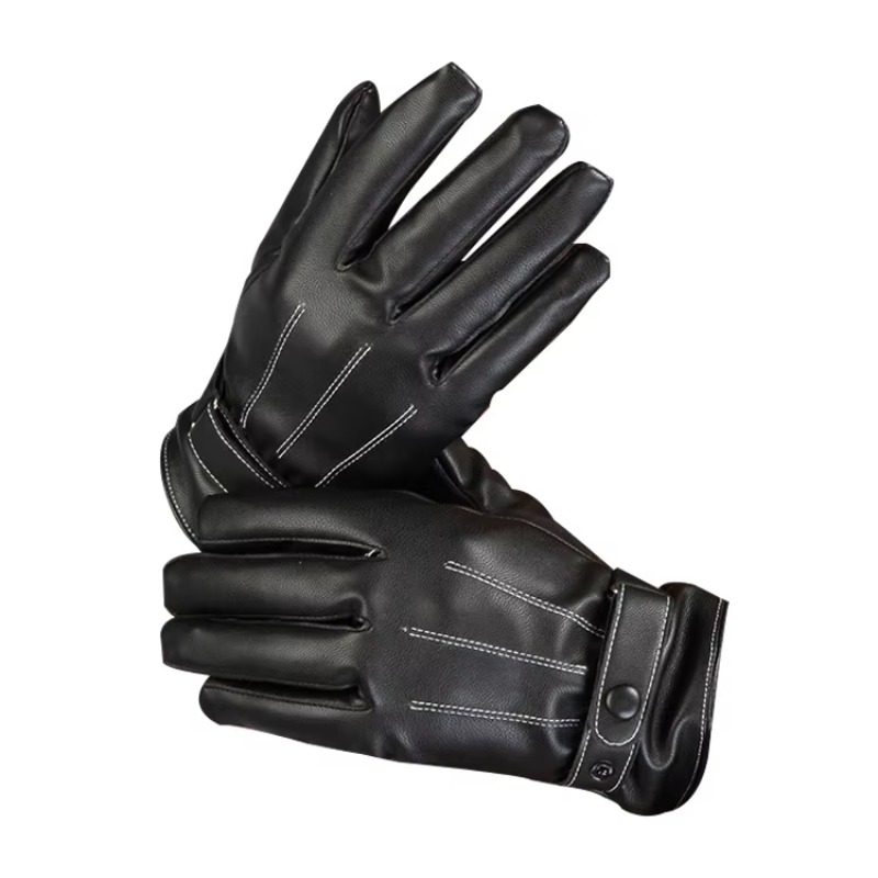 メンズ冬革手袋豪華な裏地付きフルハンドタッチスクリーン PU - Leather Driving Glove のレビューと価格