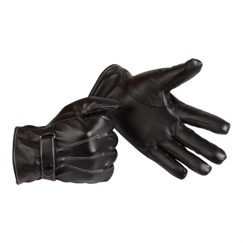 メンズ冬革手袋豪華な裏地付きフルハンドタッチスクリーン PU - Leather Driving Glove のレビューと価格
