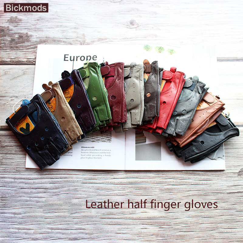 新しい女性のシープスキンハーフフィンガーグローブ革単層裏地な - Leather Driving Glove のレビューと価格