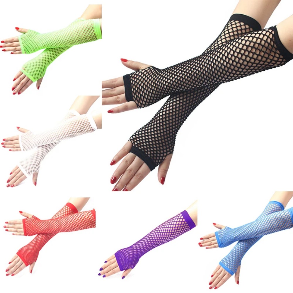 ネオンフィッシュネットロングフィンガーレスグローブ女性用セク - Fingerless Glove Knit のレビューと価格