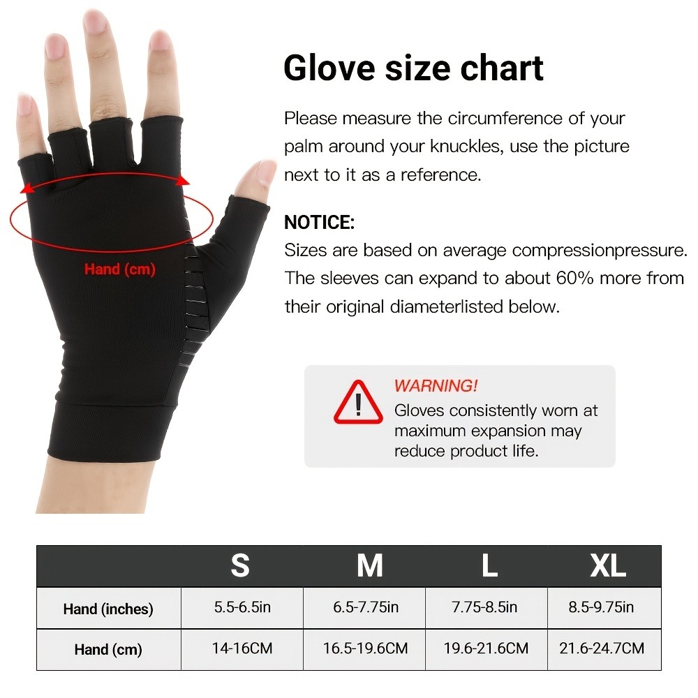 銅配合圧縮関節炎グローブ 指なしタイプ 手根管症候群 リウマ - Fingerless Glove Knit のレビューと価格
