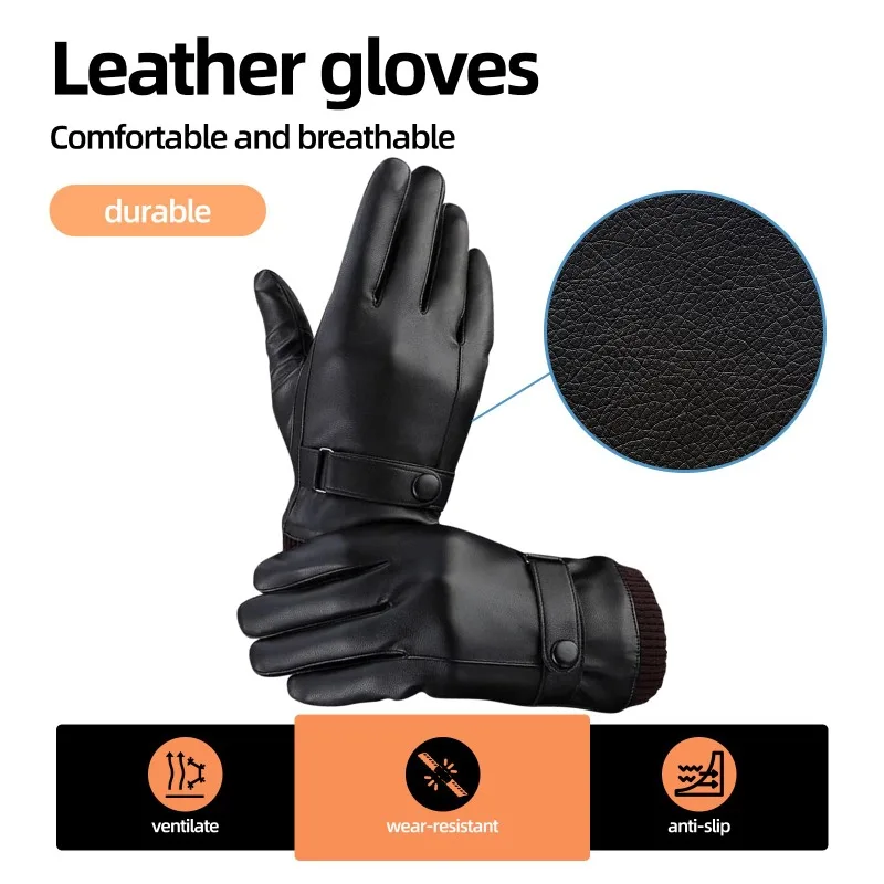 シンプルな高級メンズグローブ PUレザー 防風・防水 暖かい - Leather Driving Glove のレビューと価格