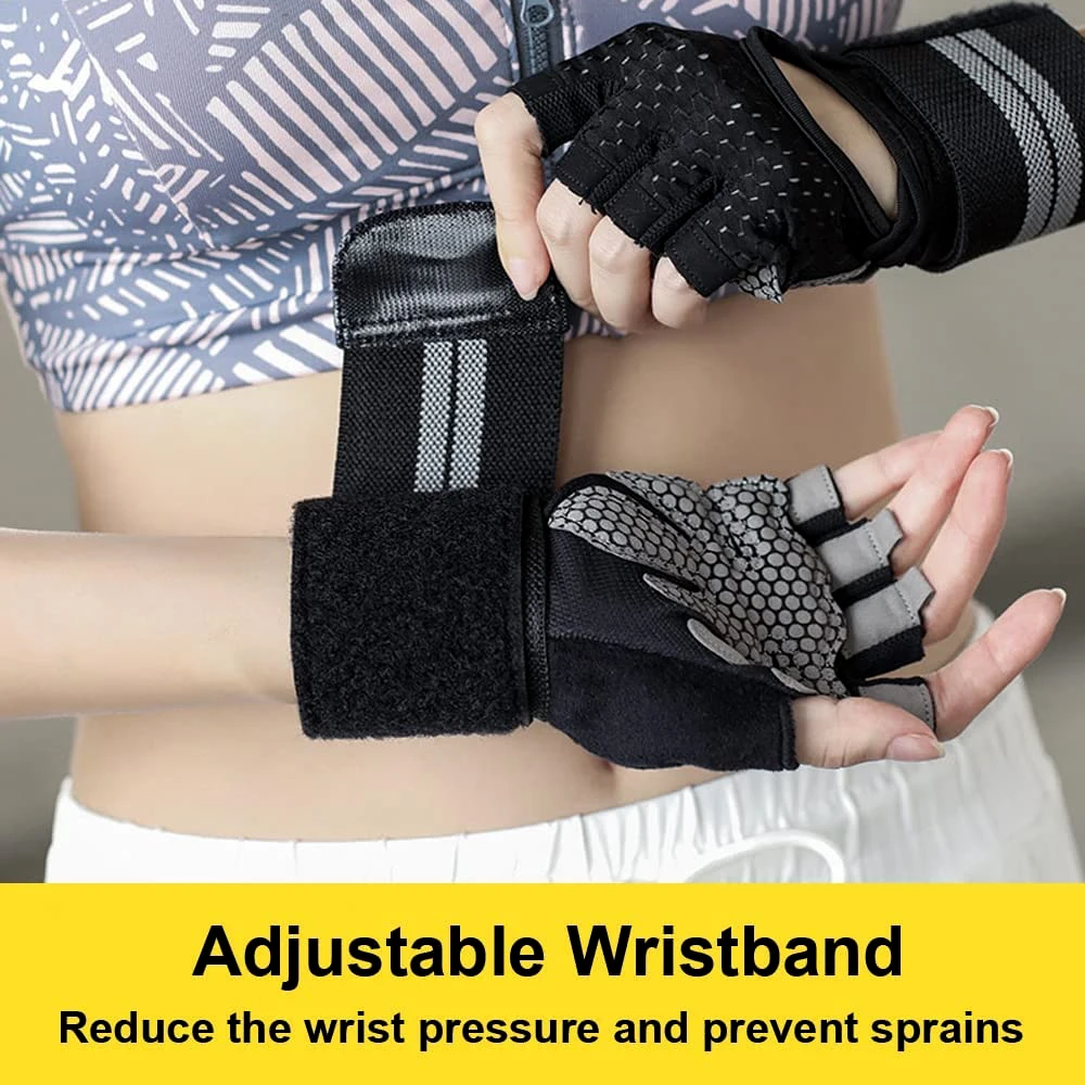 1 ペアハーフフィンガージムフィットネスグローブリストラップ - Workout Glove Gym のレビューと価格