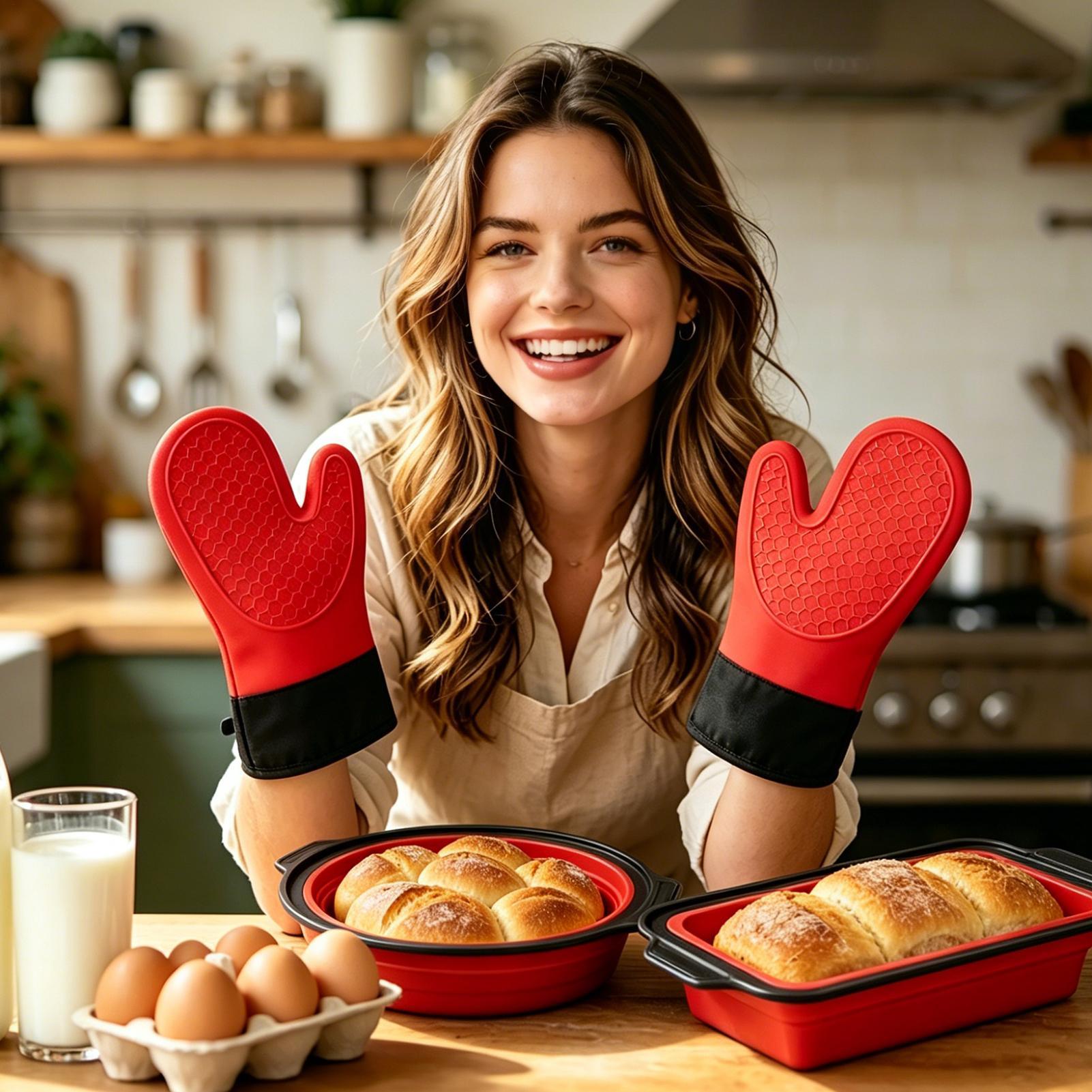シリコン製ベーキングディッシュ、積み重ね可能なトレイ、ミット - Oven Mitt Silicone のレビューと価格